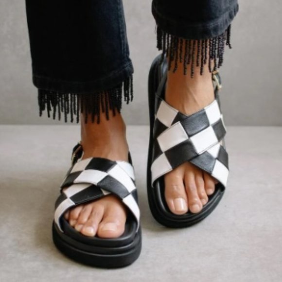 ALOHAS Shoes - US 6.5/EU 37❤️HP❤️👡Alohas Women's Marshmallow Scacchi Leather Sandals